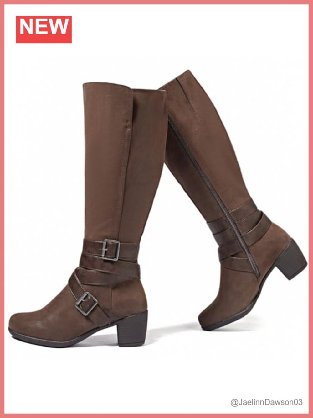 Women's Knee High Boots Heeled Block Heel Pointed Toe Faux Leather Side Zip